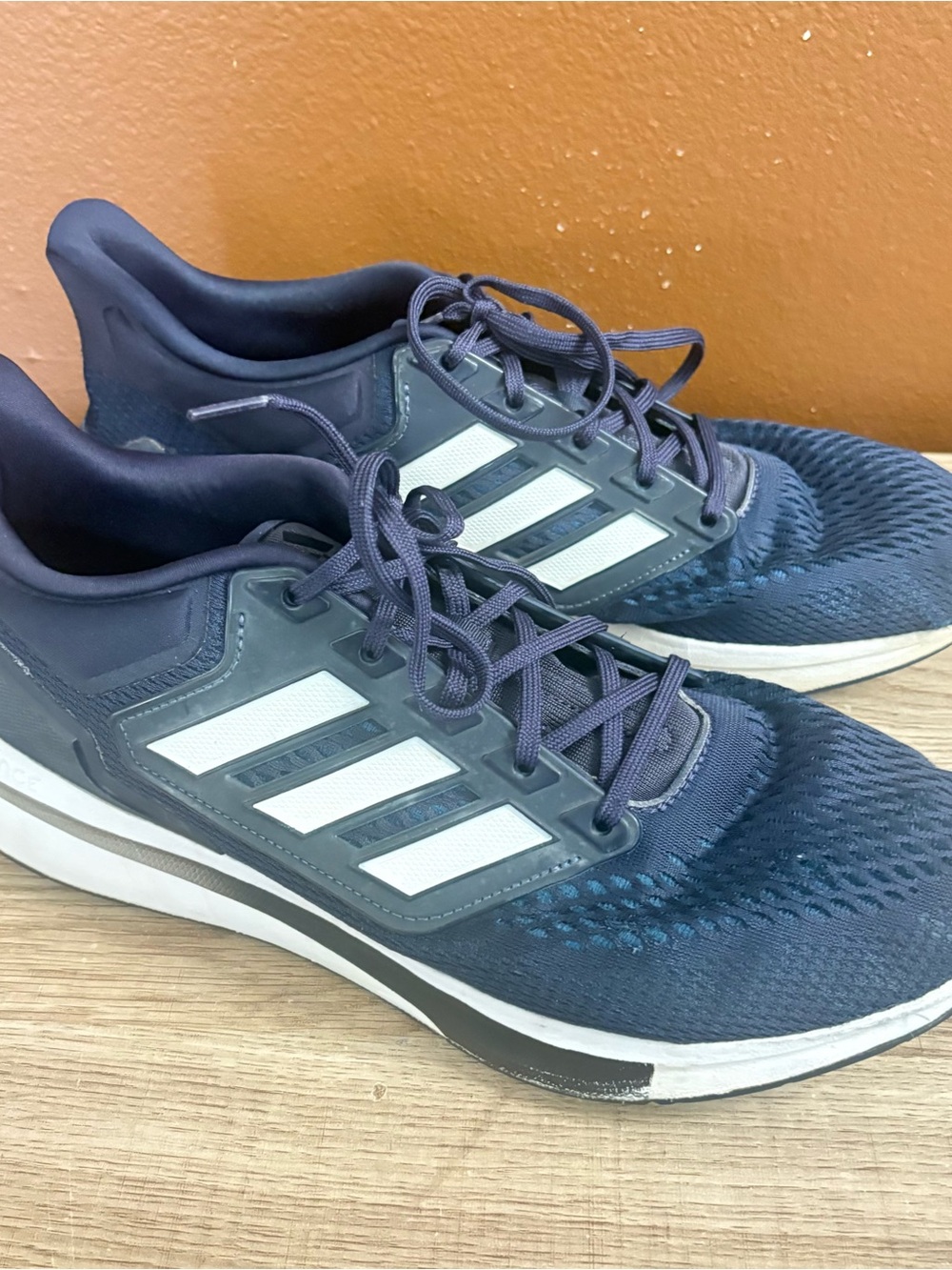 Adidas Mens Navy Blue Mesh EQ21 Run Running Shoes, Men’s Size Medium 13